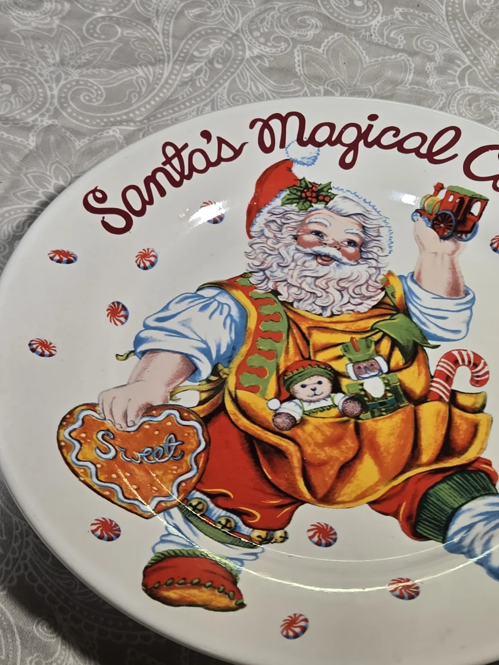 Santa's Magical Cookies Festive Ceramic Cookie Plate - White/Red